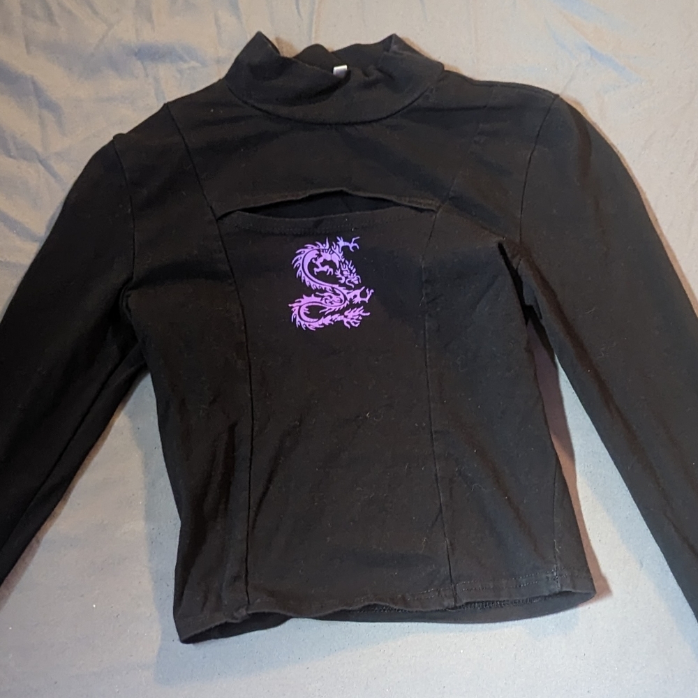 Black Long Sleeve Turtle neck crop top, H&M Small